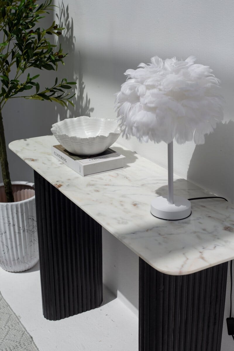 Verity Marble Top Console Table with Black Wood Legs 