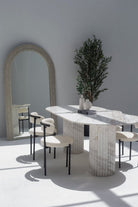 Ayla Greek Calacatta Marble Oval Dining Table 