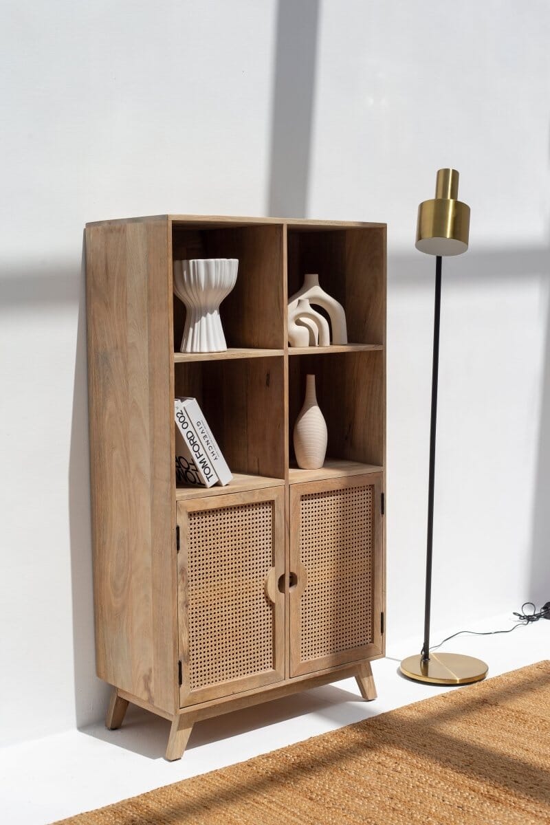 Verona Rattan Door Display Cabinet