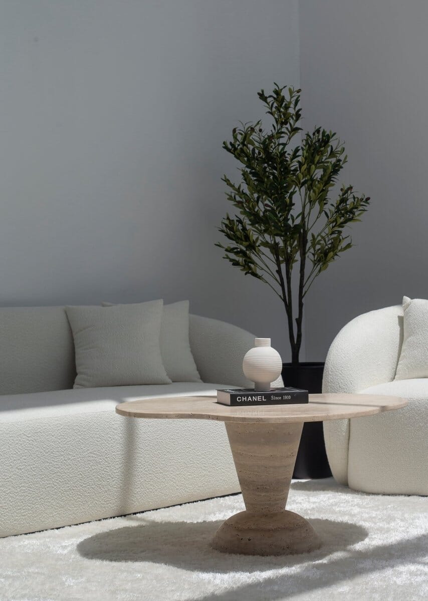 Roma Irregular Travertine Coffee Table with Travertine Base (2 Sizes) 