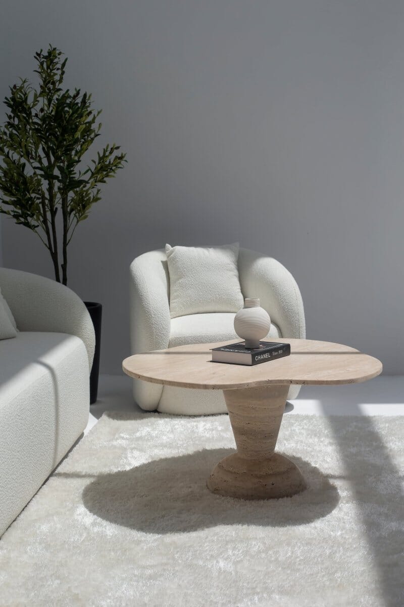 Roma Irregular Travertine Coffee Table with Travertine Base (2 Sizes) 