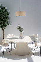 Abigail Textured White Micro Concrete Dining Table (3 Sizes) Homekode 