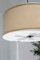 Beige Fabric Round Ceiling Lamp 