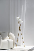 Gold Floor Lamp with Three Spherical White Heads FAB02 Homekode 