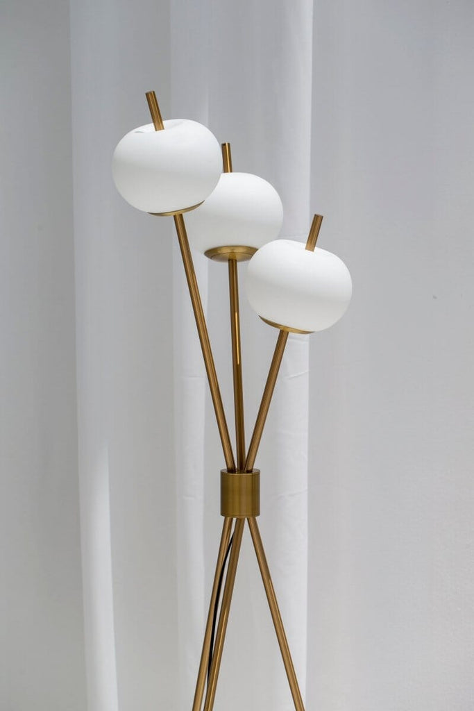 Gold Floor Lamp with Three Spherical White Heads FAB02 Homekode 