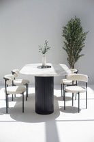 Ayla Greek Calacatta Marble Oval Dining Table (4 Base Colors) MGH 220CM Length x 100CM Width x 76CM Height Black 