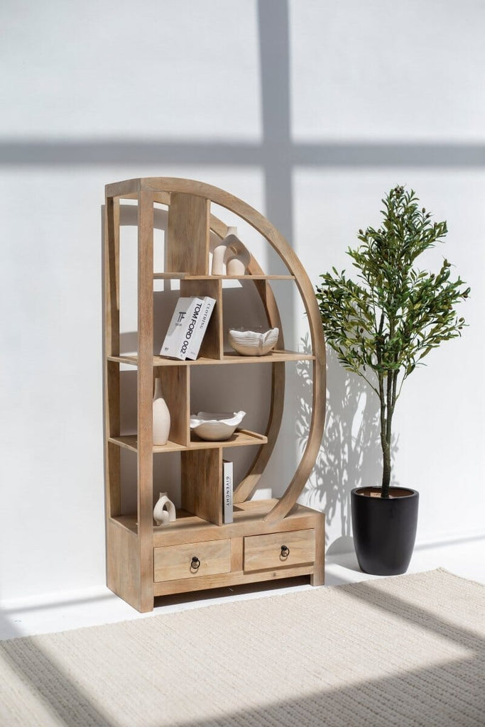 Half Moon Wooden Bookcase/Shelves (90x30x180 CM) ART 