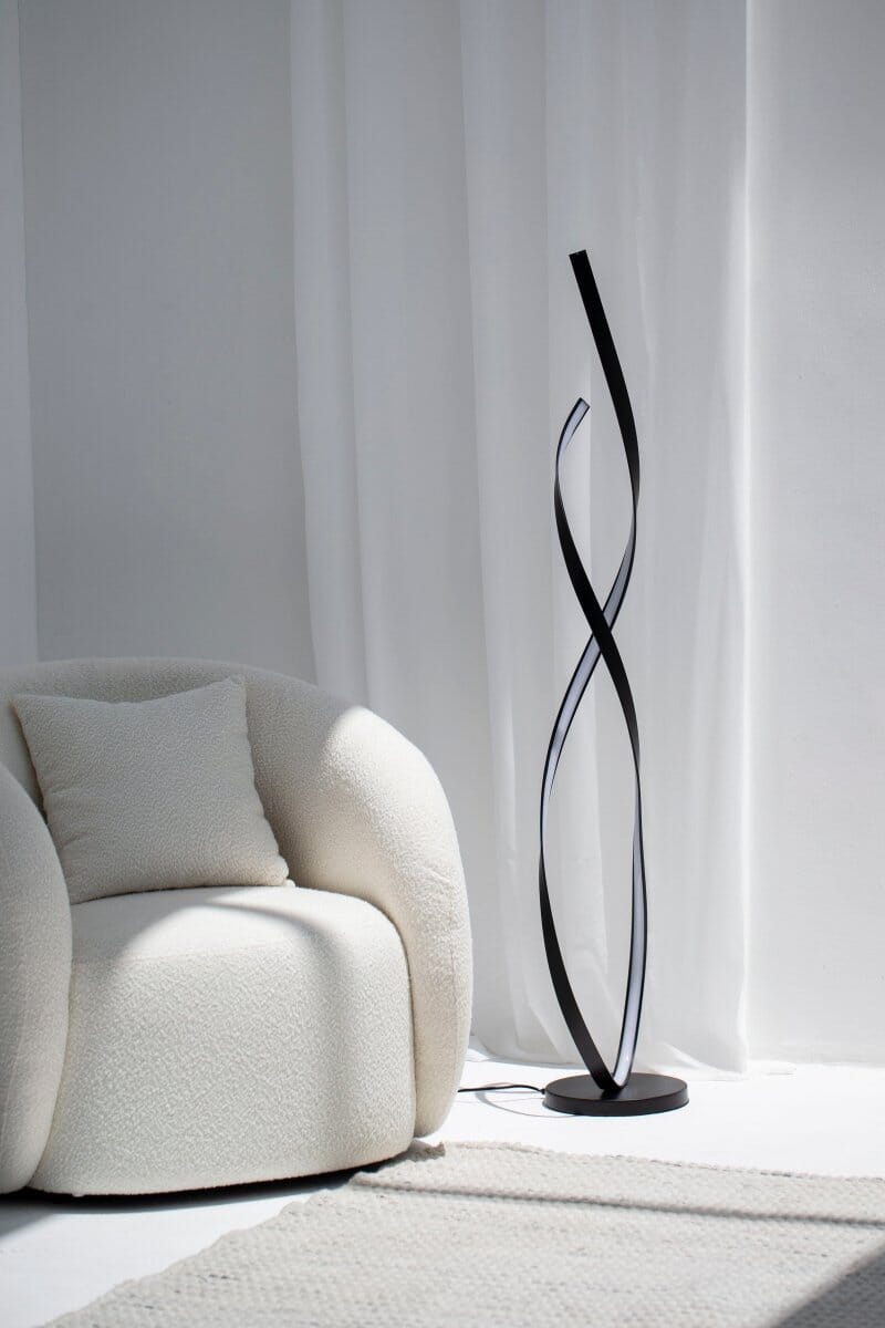 Elegant Spiral LED Black Floor Lamp: Modernistry in Lighting 