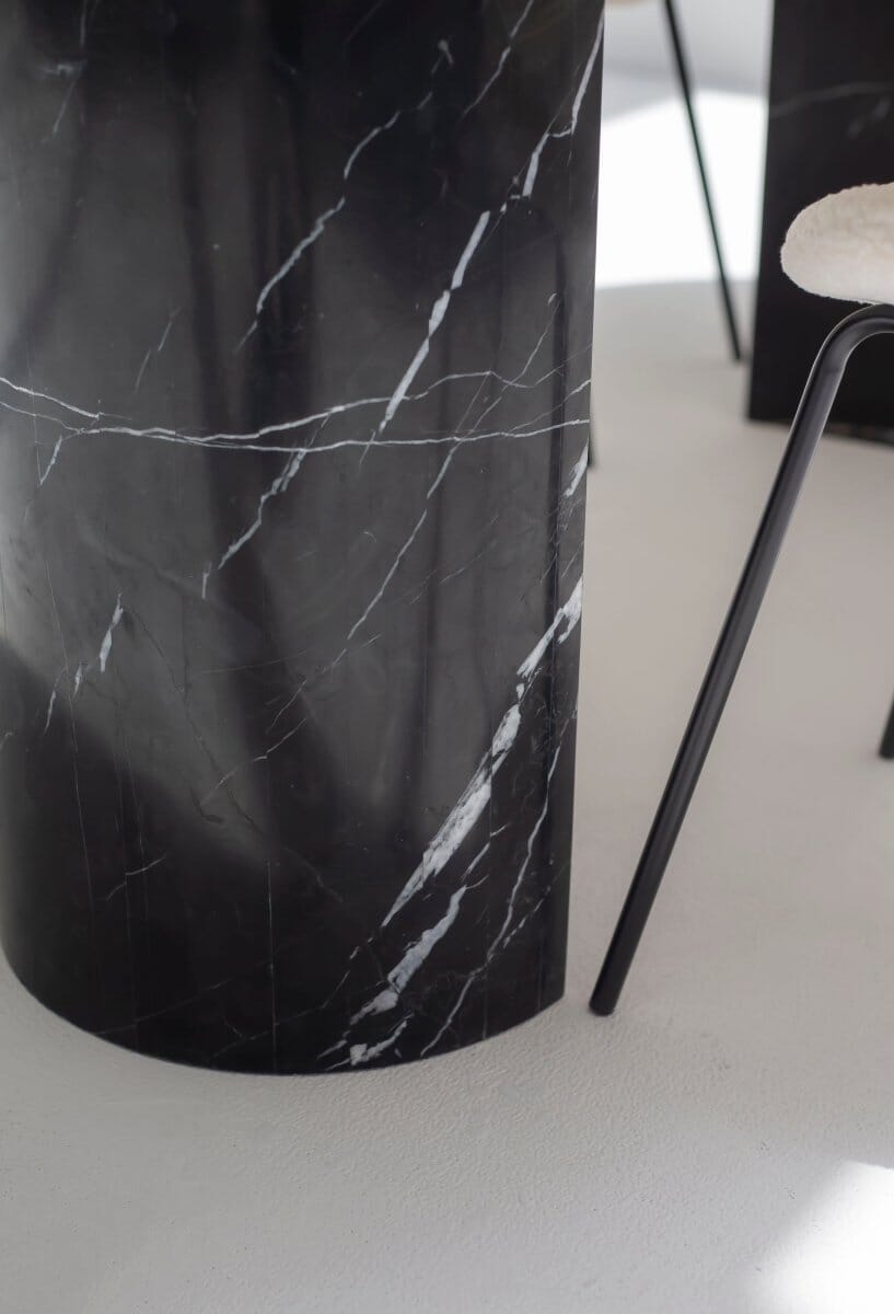 Ayla Greek Calacatta Marble Oval Dining Table With Black Marquina Base (3 Sizes) MGH 