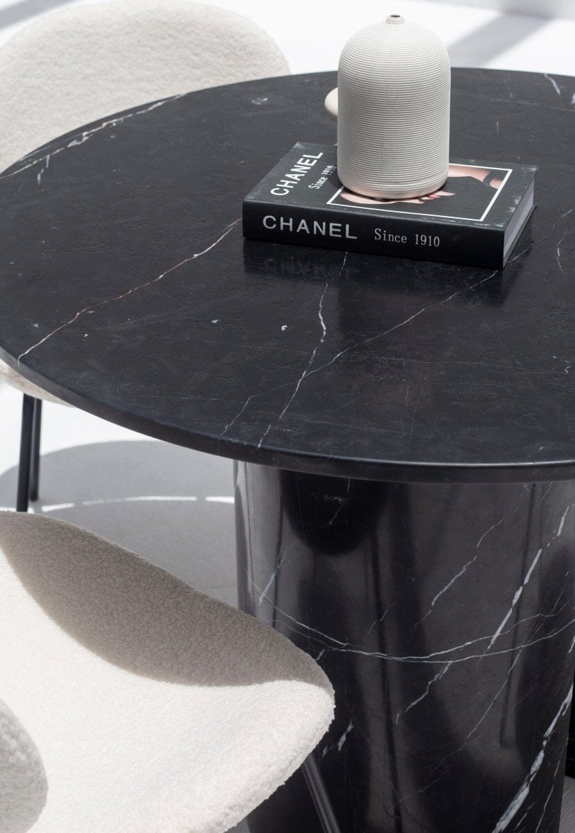 Cyrene Black Marquina Marble Dining Table (3 Sizes) 