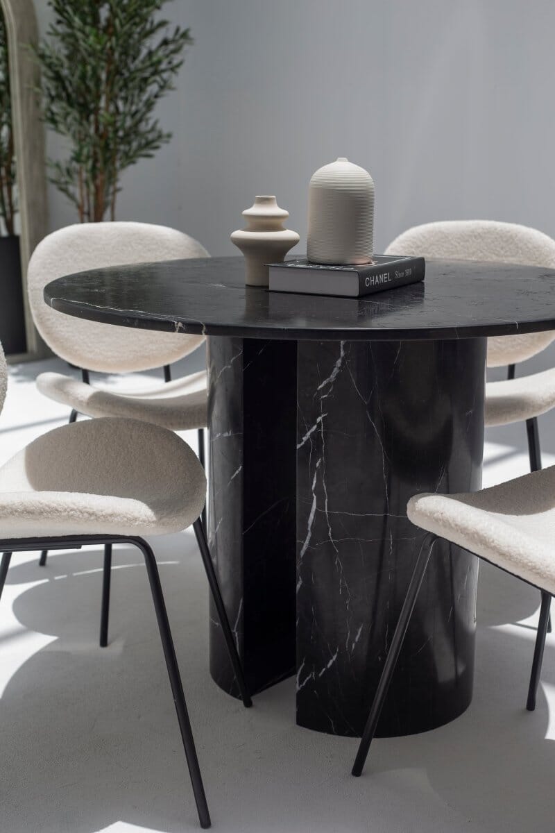 Cyrene Black Marquina Marble Dining Table (3 Sizes) 