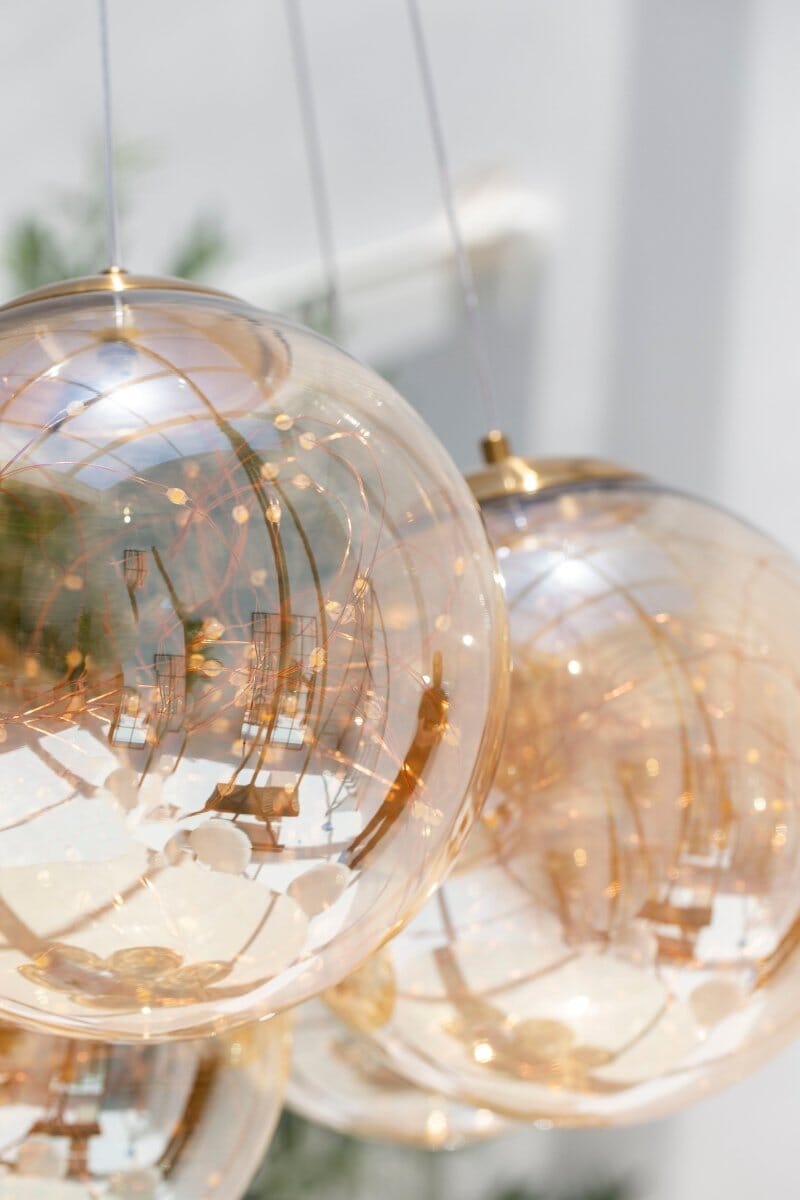 Golden Glass Orb Cluster Chandelier 