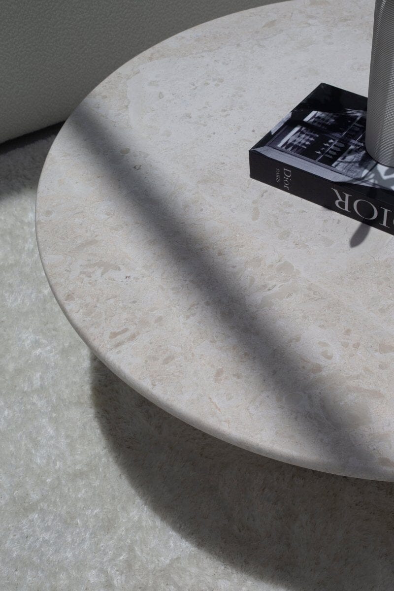 Basilissa Oryx Marble Coffee Table With White Base (2 Sizes) 