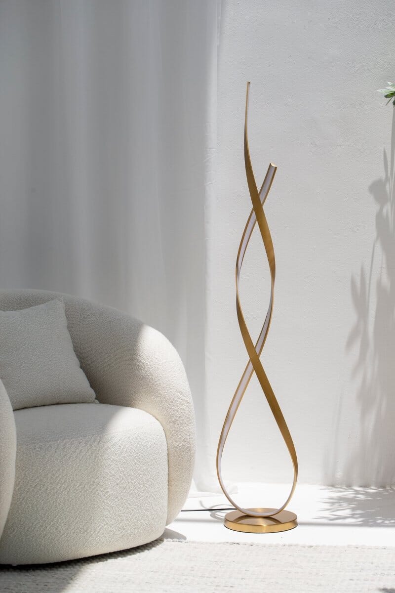 Elegant Spiral LED Gold Floor Lamp: Modern Artistry in Lighting FAB02 