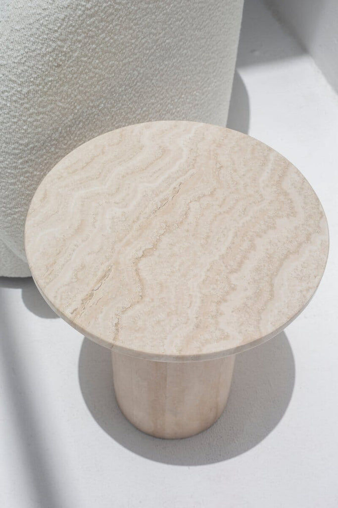 Harriet Travertine Side Table (2 Sizes) MGH 