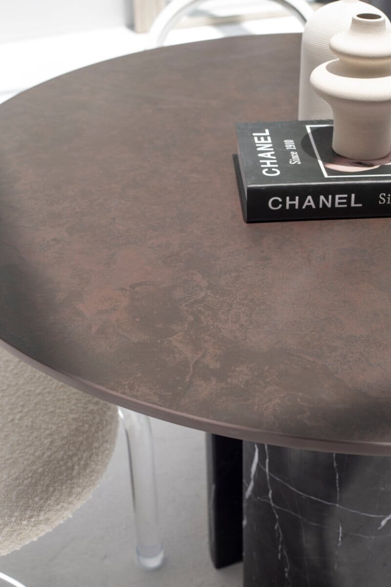 Orithyia Brown Dekton Dining Table with Marquina Base 
