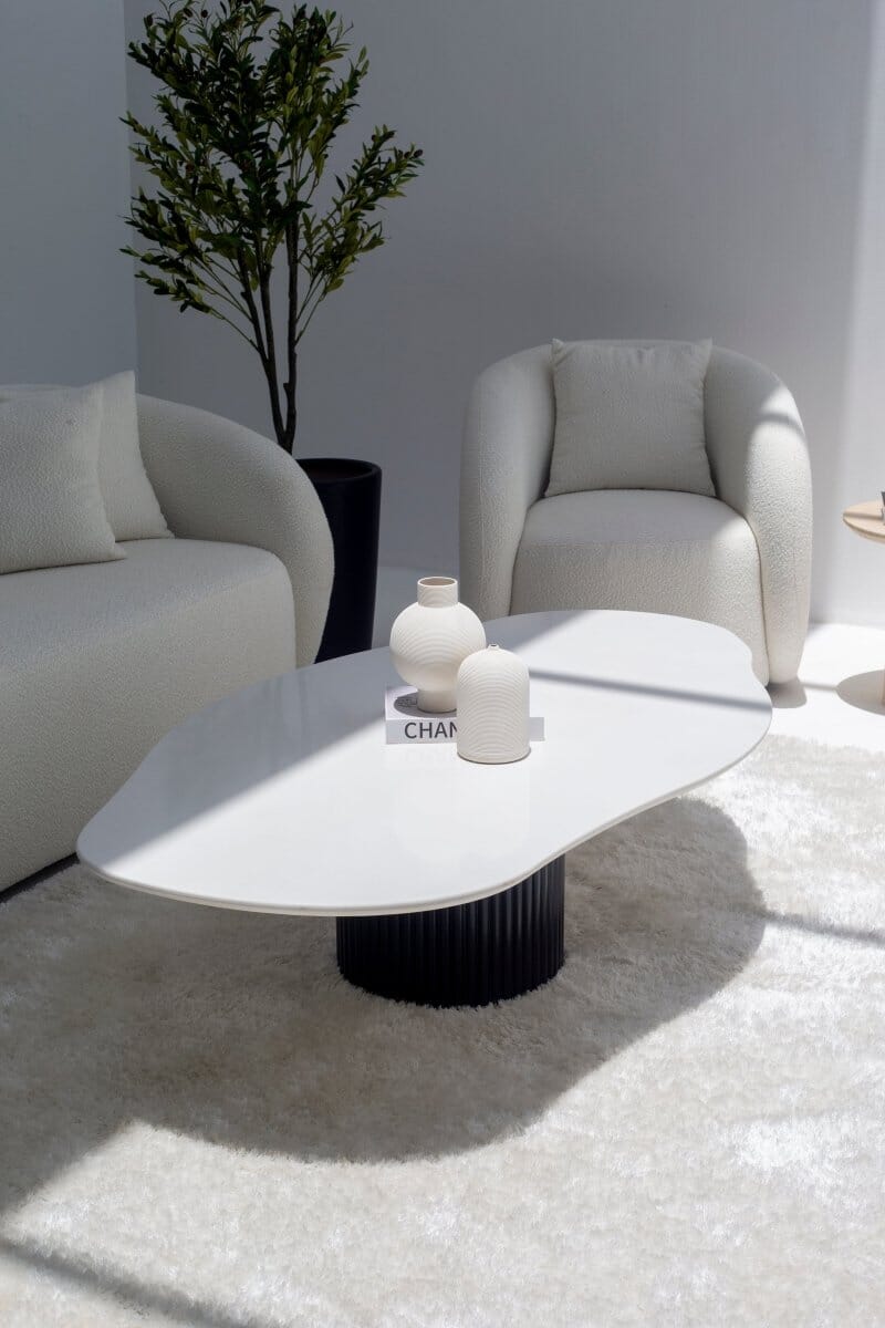 Artemisia White Quartz Irregular Coffee Table (2 Base Colors)