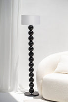 Modern Black Beaded Floor Lamp with White Shade 