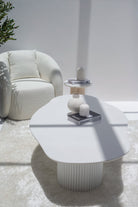 emisia White Quz Irregular Coffee Table With White Base 