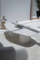 emisia White Quz Irregular Coffee Table With White Base 