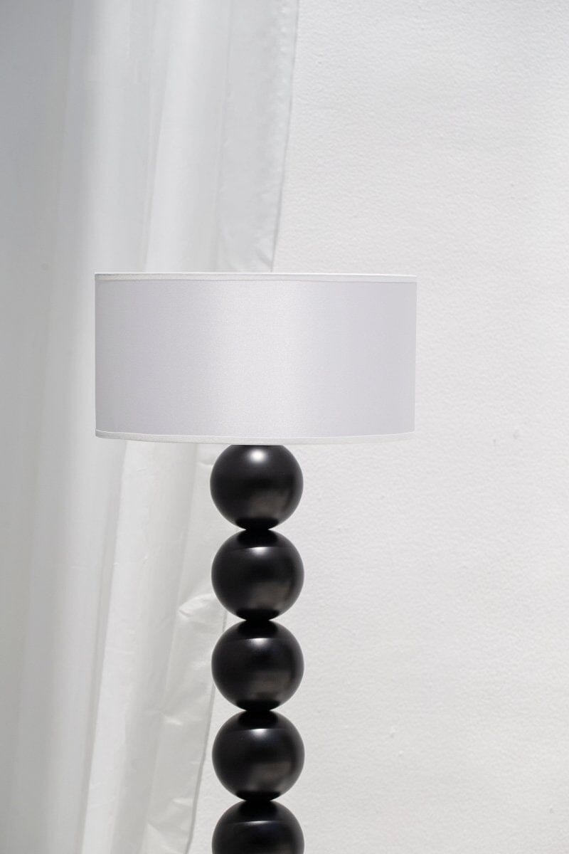 Modern Black Beaded Floor Lamp with White Shade 