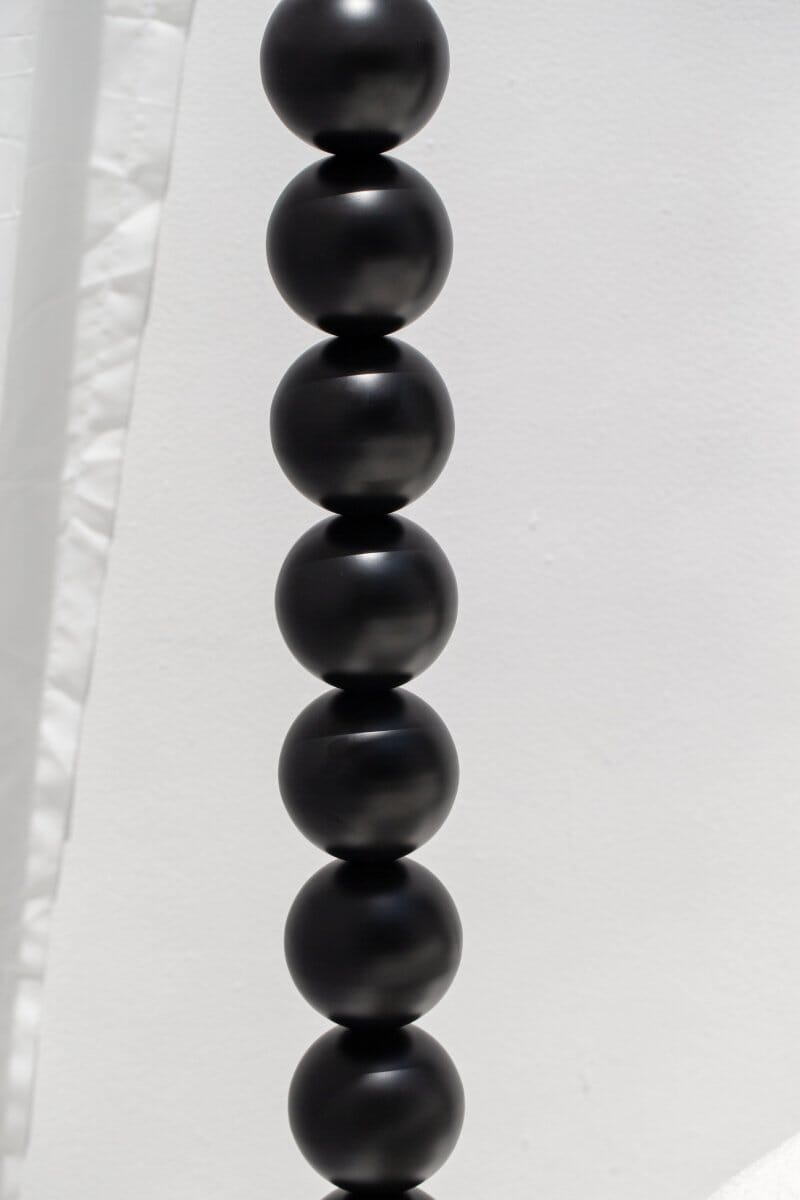 Modern Black Beaded Floor Lamp with White Shade 