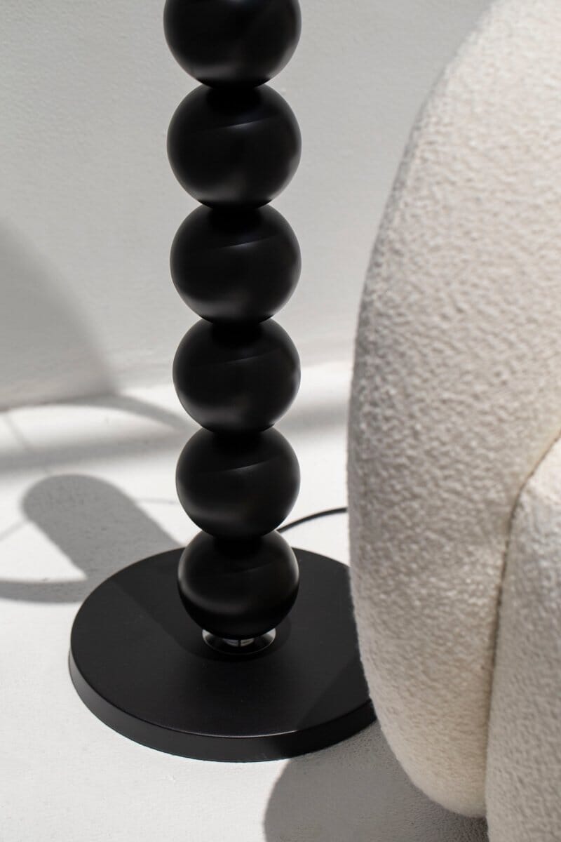 Modern Black Beaded Floor Lamp with White Shade 