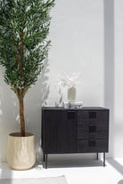 Black 3 Drawers & 1 Door Sideboard 