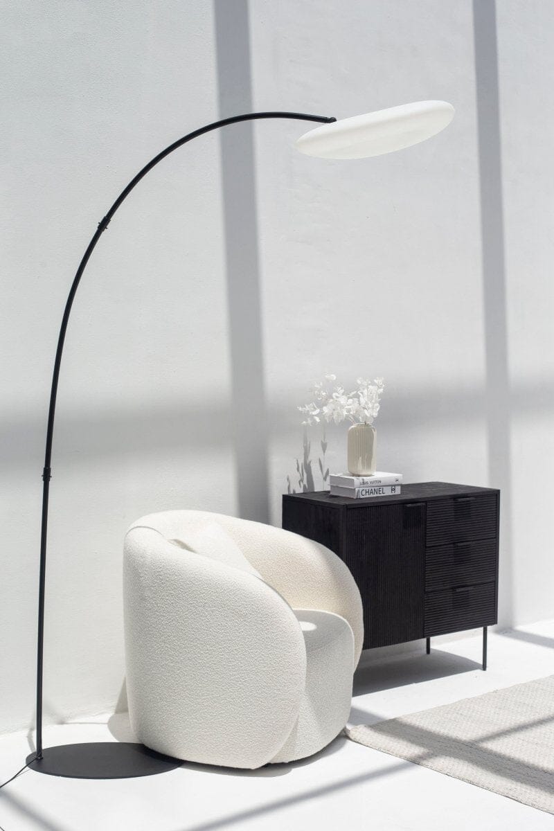 Black Fishing Arched Floor Lamp