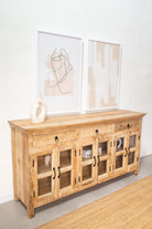 Paxton Wooden Sideboard with Glass Doors Buffets & Sideboards Homekode 