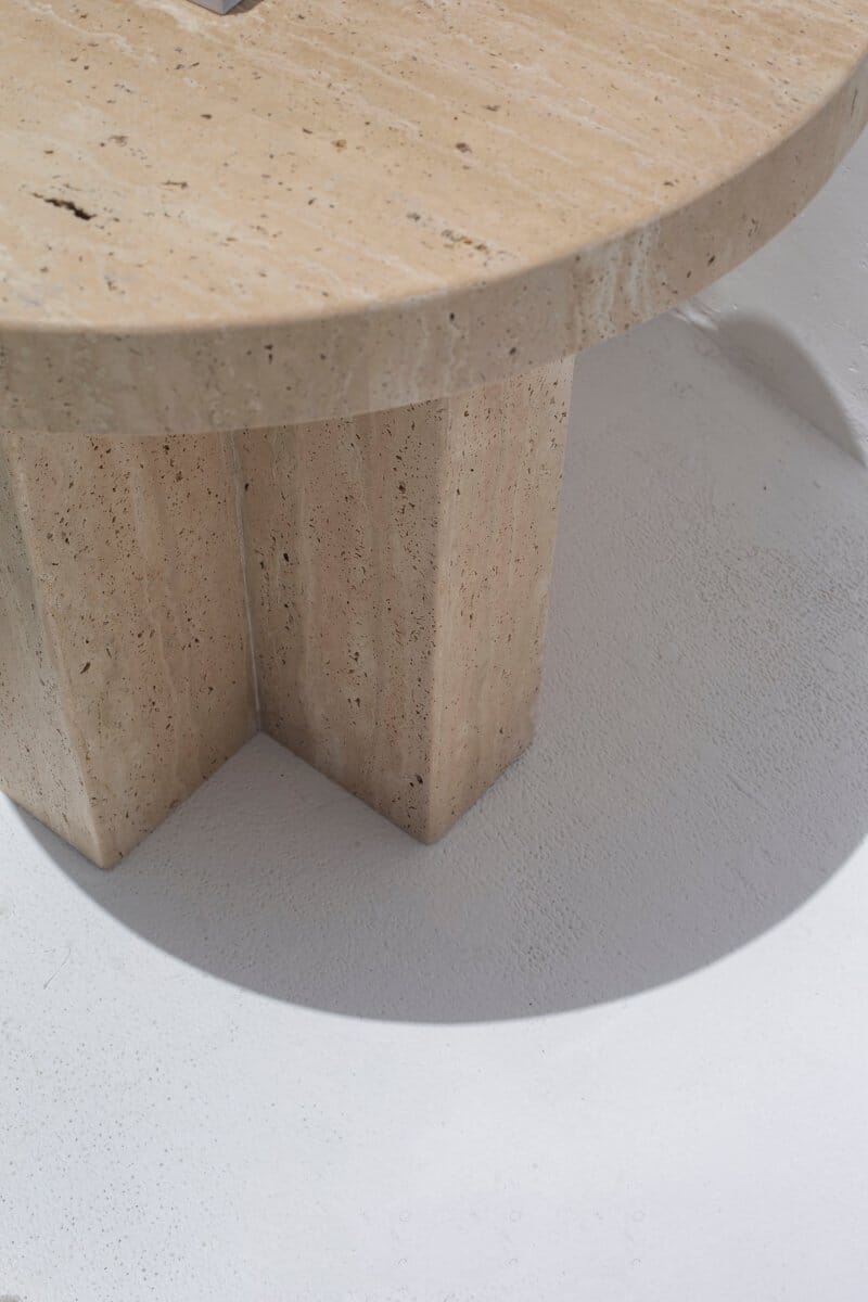 Eirene Honed Travertine Side Table MGH 