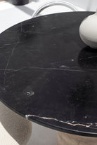 Irene Black Marquina Marble Dining Table with Travertine Base (2 Sizes) 