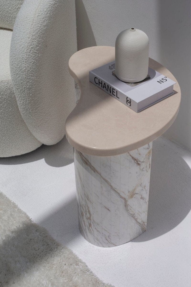 Hestia Semi-Lunar Marble Side Table 