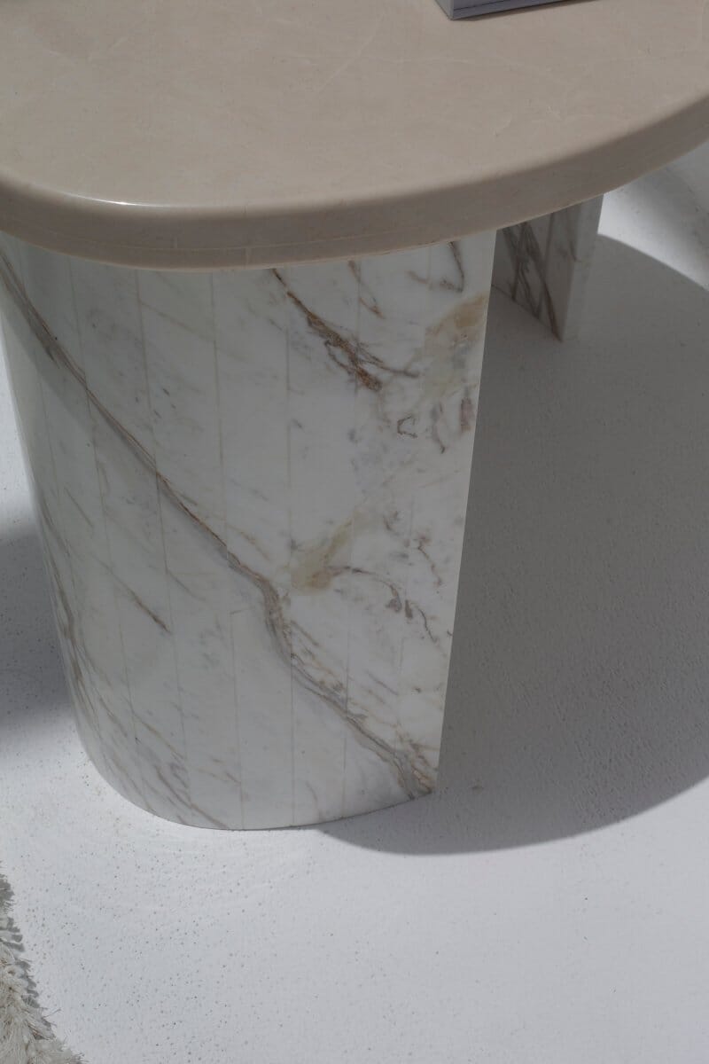 Hestia Semi-Lunar Marble Side Table 