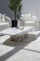 Ilithyia White Quartz Irregular Coffee Table With Calacatta Viola MGH 