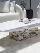 Ilithyia White Quartz Irregular Coffee Table With Calacatta Viola MGH 