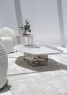 Ilithyia White Quartz Irregular Coffee Table With Calacatta Viola MGH 