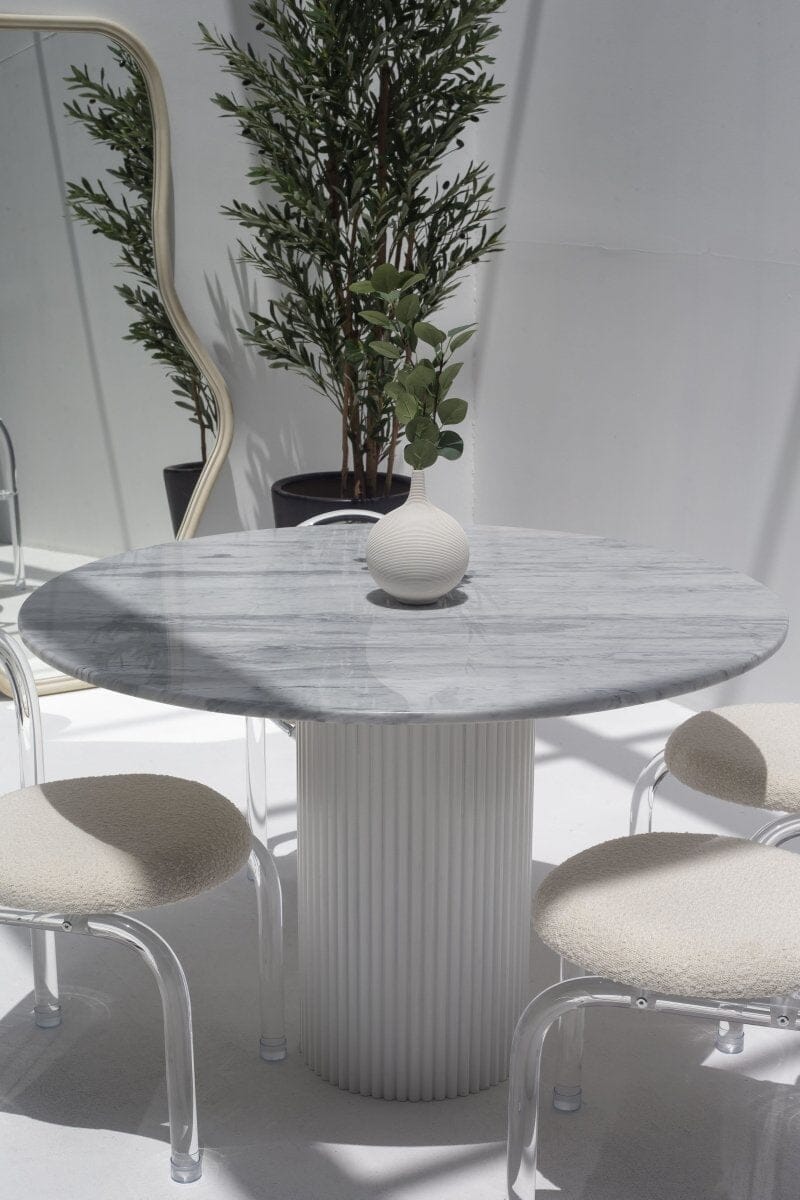 Cornelia Bianco Joya Marble Dining Table (3 Base Colors) MGH 120CM Length x 120CM Width x 76CM Height White 