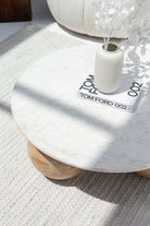 Pallas Round Marble Top Coffee Table with Three Round Legs Homekode 