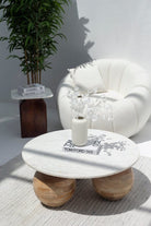 Pallas Round Marble Top Coffee Table with Three Round Legs Homekode 