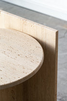 Oasis Travertine Round Top Side Table Homekode 