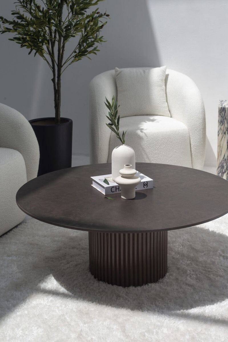 Petronia Brown Dekton Coffee Table With Brown Base MGH 