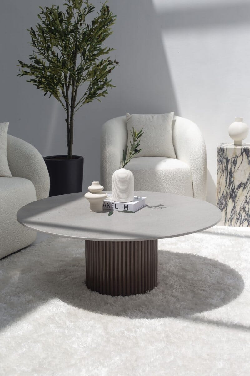 Petronia Dekton Gray Coffee Table (4 Base Colors) Brown 