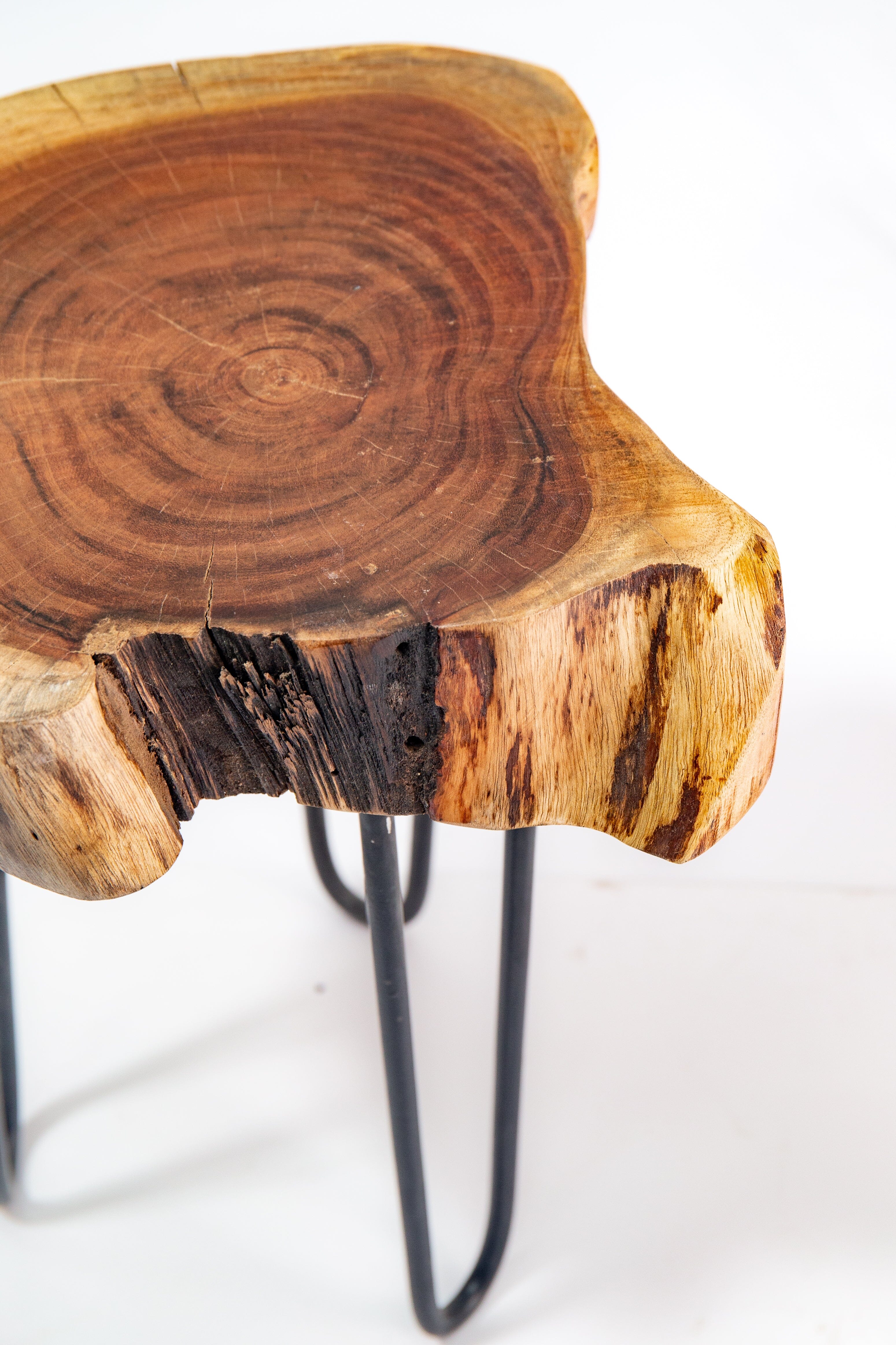 Tree Stump Side Table with Hairpin Legs Homekode 