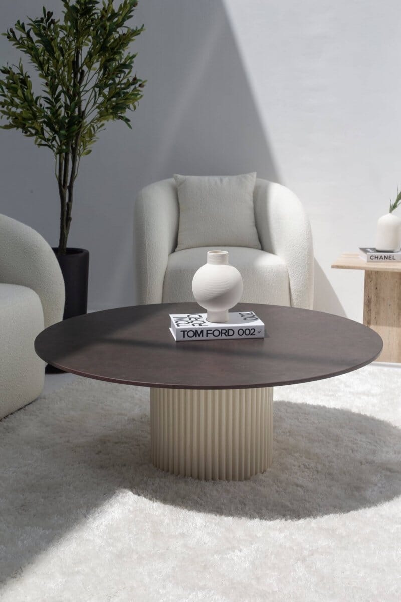 Petronia Brown Dekton Coffee Table (4 Base Colors) Beige 