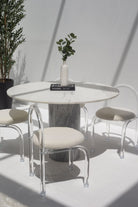 Cynthia White Marble Dining Table With Bianco Joya Base (2 Sizes) 