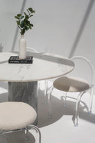 Cynthia White Marble Dining Table With Bianco Joya Base (2 Sizes) 