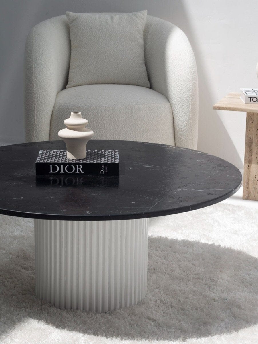 Petronia Black Marquina Coffee Table (4 Base Colors) 