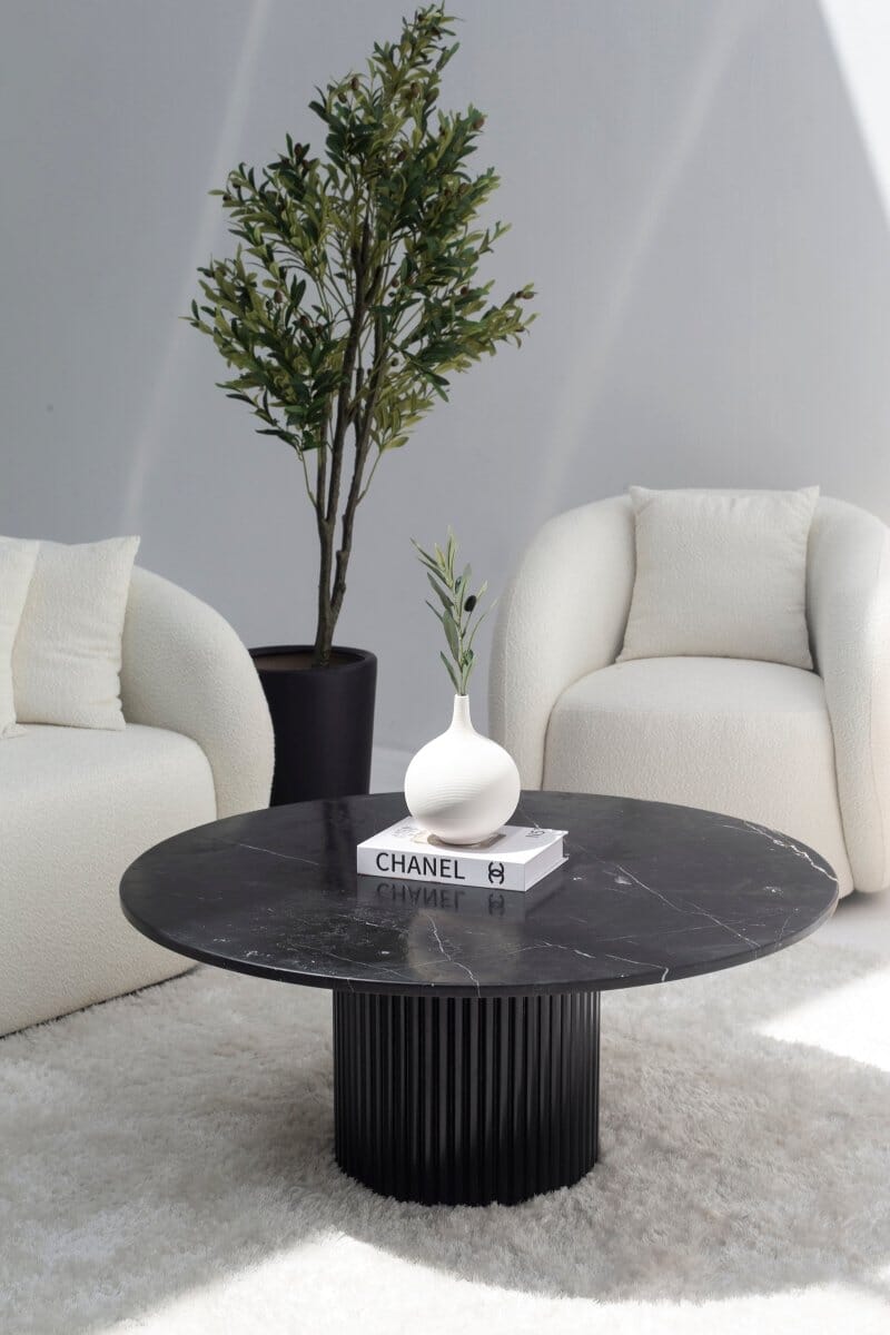 Petronia Black Marquina Coffee Table (4 Base Colors) Black 