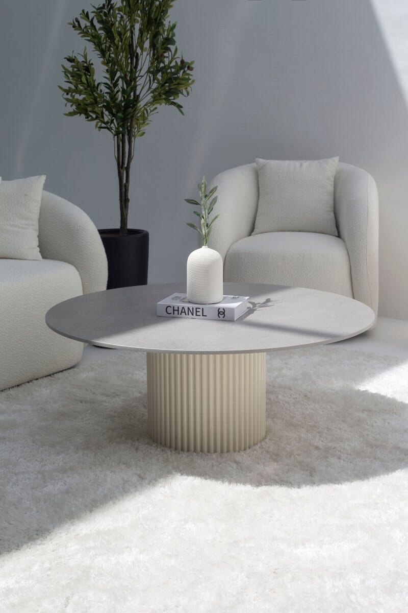 Petronia Dekton Gray Coffee Table (4 Base Colors) Beige 